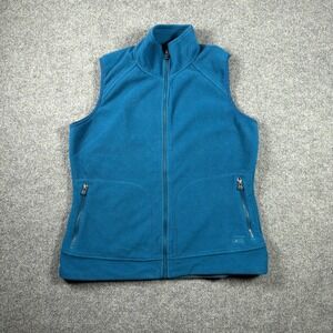 REI‎ Fleece Vest Womens XL Teal Blue Full Zip Mock Neck Pockets Outdoor Hiking